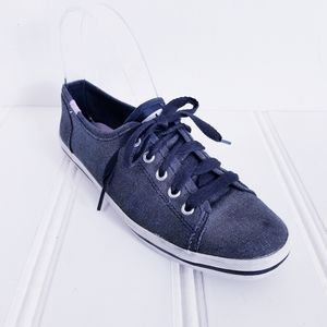 Keds Kickstart Black Shimmer Low Top Sneakers Canvas Women’s 6.5